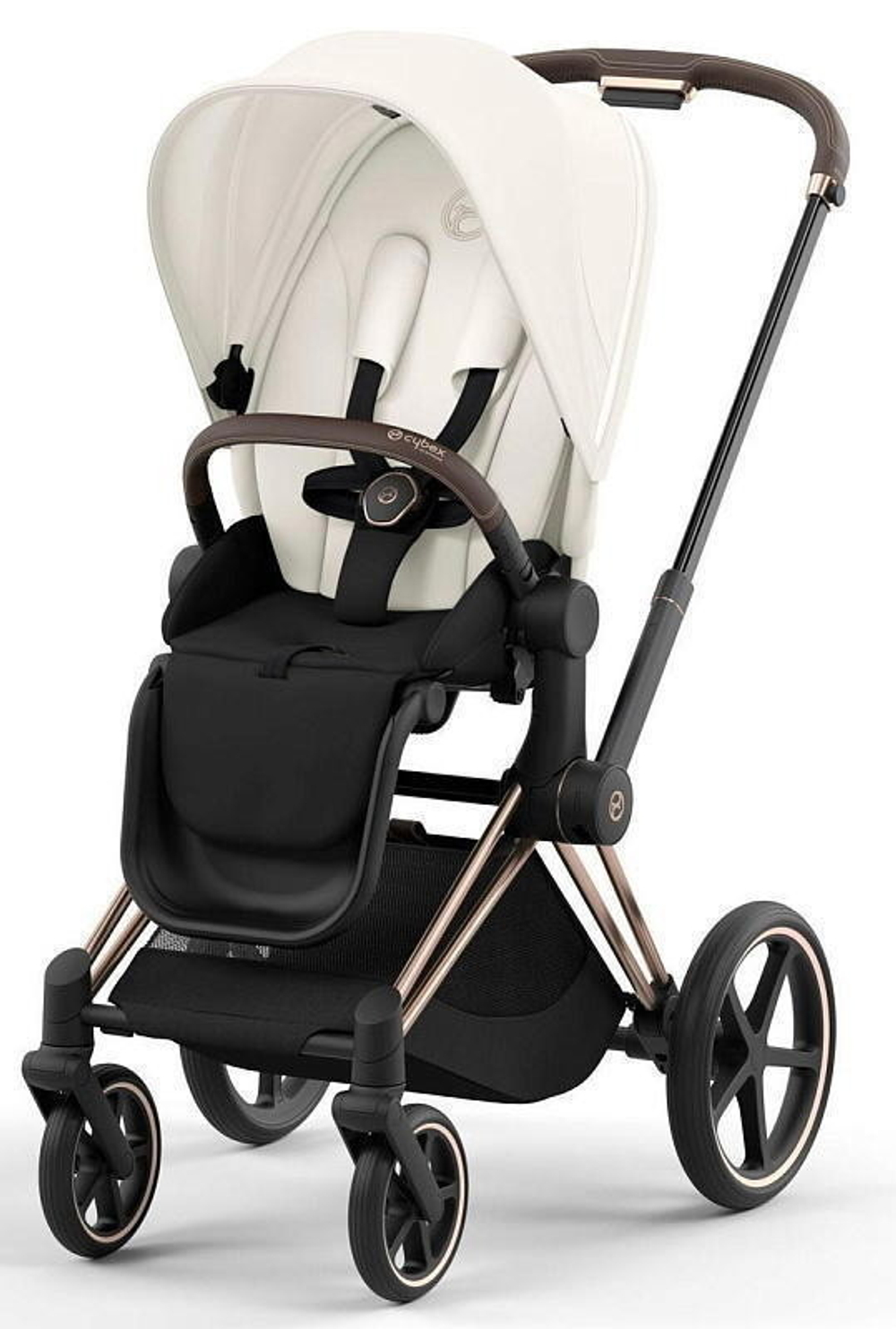 Коляска Cybex Priam IV Rosegold complete Aton S2 Hibiscus Red Base One 4 в 1 Off White
