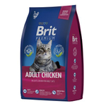 Сухой корм для кошек BRIT PREMIUM с курицей для взрослых "Cat Adult Chicken", 0.8кг