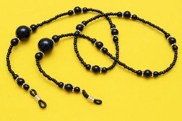 Цепочка бисер разный размер чёрная 230, 60 см