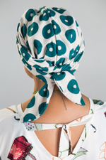 Тюрбан Эмма Лен, шапочка с лентами, зеленые колечки