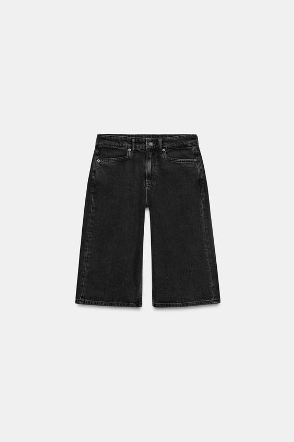 ZARA ДЖИНСОВЫЕ ШОРТЫ СО СРЕДНЕЙ ПОСАДКОЙ — ZW COLLECTION, ЧЕРНЫЙ