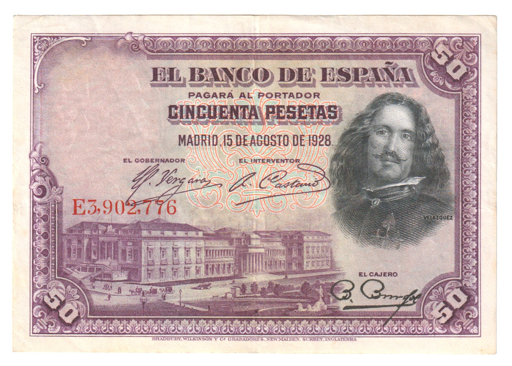 Spain, 50 Pesetas, 1928, AU