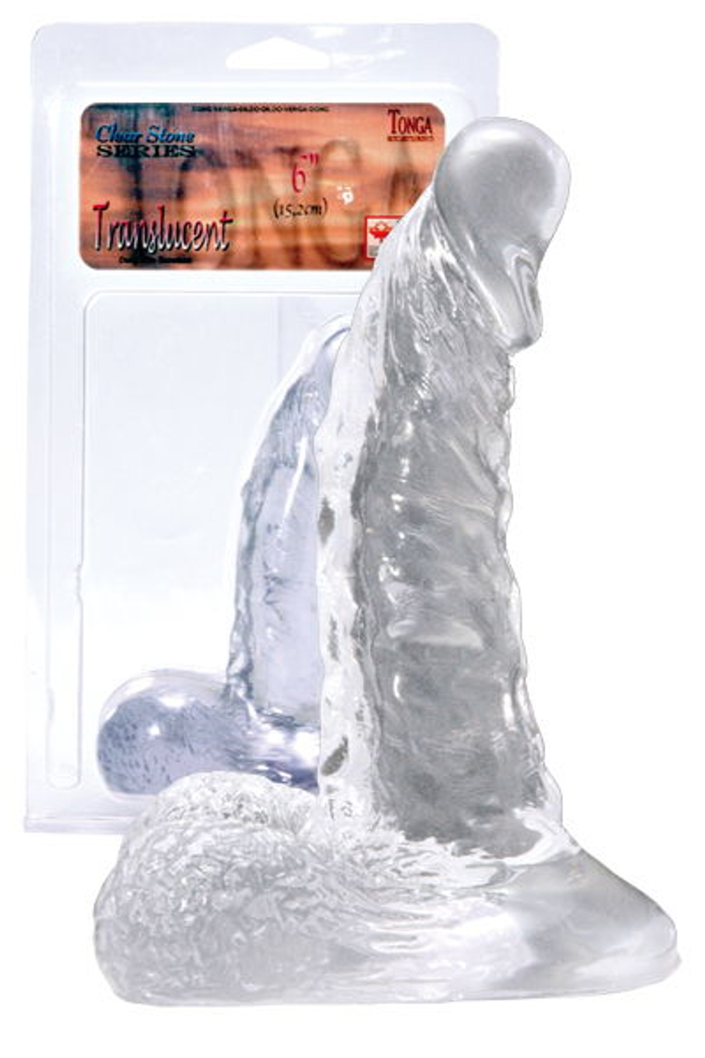 Прозрачный фаллоимитатор на широкой основе - 15,2 см.
