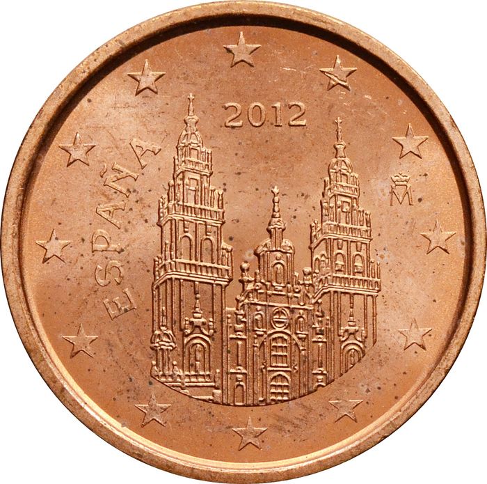 1 евроцент 2012 Испания (1 euro cent)
