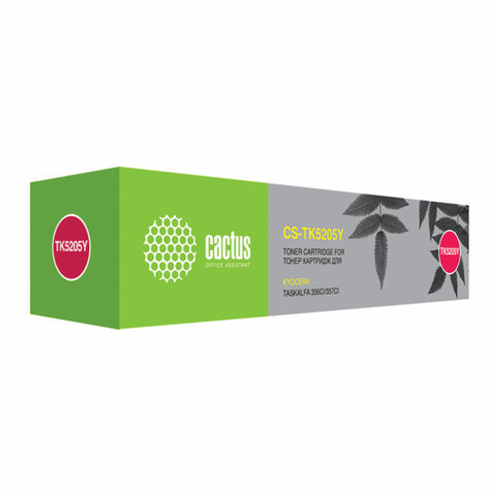 Тонер-картридж CACTUS (CS-TK5205Y) для Kyocera Ecosys 356ci, желтый, ресурс 12000 страниц
