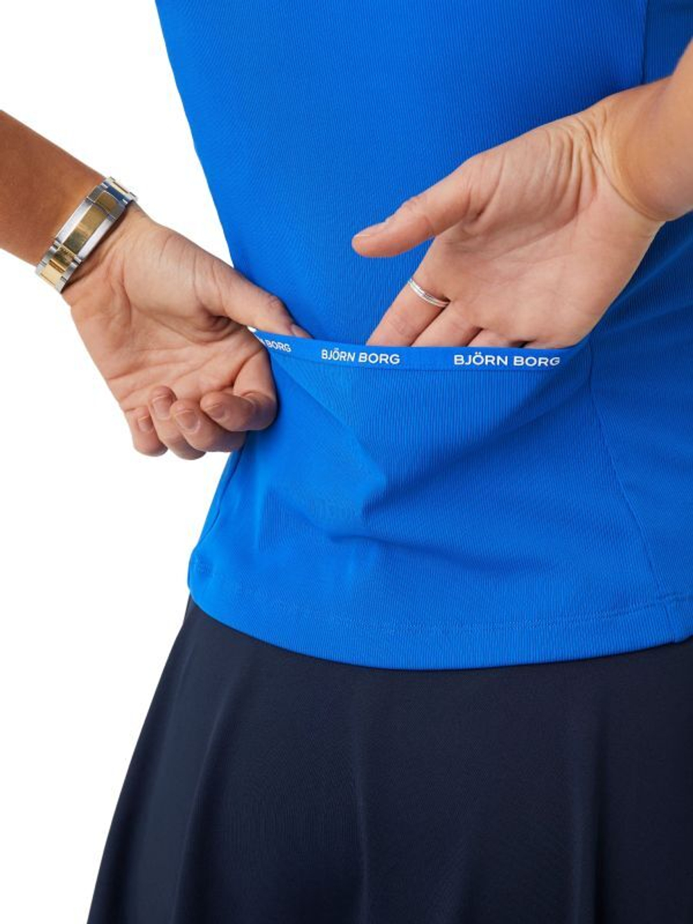 Женский топ теннисный Björn Borg Ace Rib Tank Pocket - naturical blue