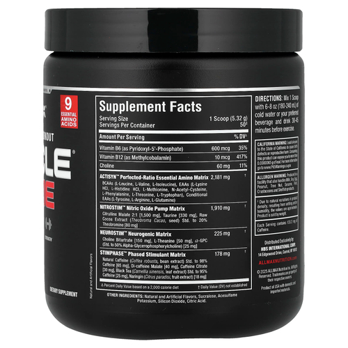 ALLMAX, Muscle Prime®, Legendary Pre-Workout, предтренировочный комплекс, со вкусом белой малины, 266 г (9,4 унции)