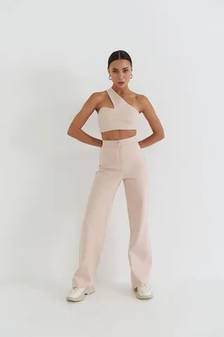 Брюки прямые из джерси бежевого цвета