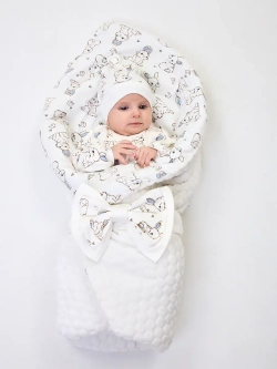 Летний конверт плюшевый на выписку для новорожденного