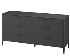 Комод Type из массива дуба, 6 ящиков, ширина 170 см (черный)