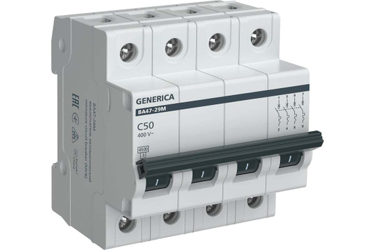 Автоматический выключатель ВА47-29М 4P 50А 4,5кА C GENERICA