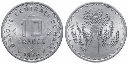 Мали 10 франков, 1976 Сорго VF