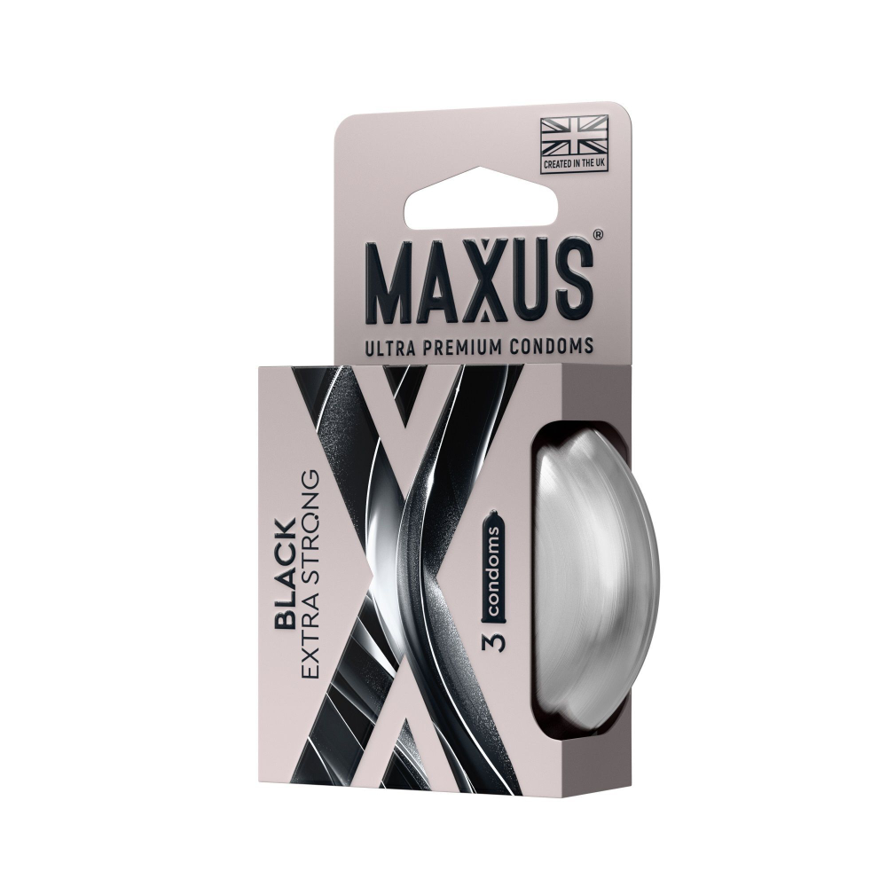 Черные утолщенные презервативы MAXUS Extra Strong с железным кейсом - 3 шт.