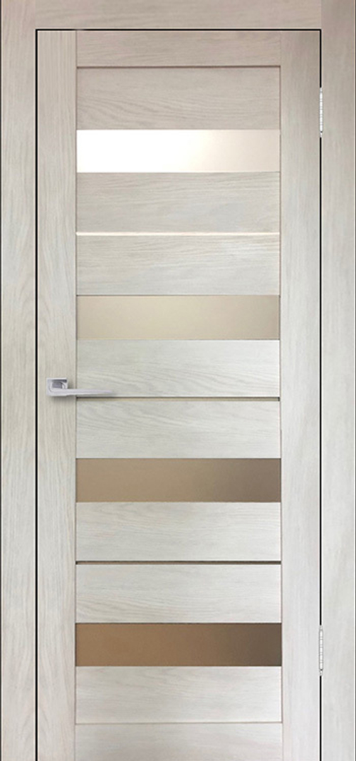 Межкомнатная дверь Бавария 03 3Д-Люкс / Цвет Дуб шале капучино / Остекление "Сатинато" / Двери Верда
