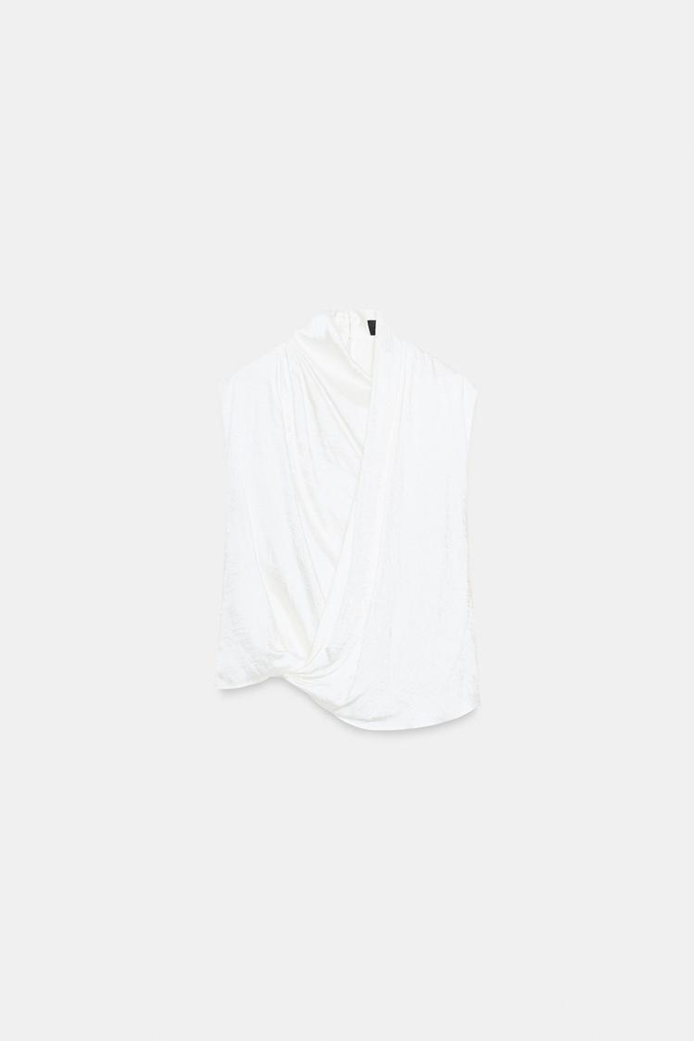ZARA АТЛАСНЫЙ ТОП НА ЗАПÁХЕ, БЕЛЫЙ