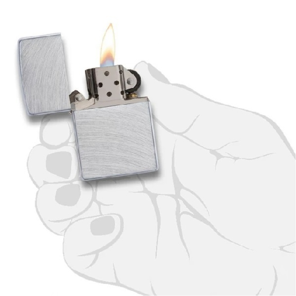 Зажигалка серебристая матовая Zippo с покрытием Chrome Arch