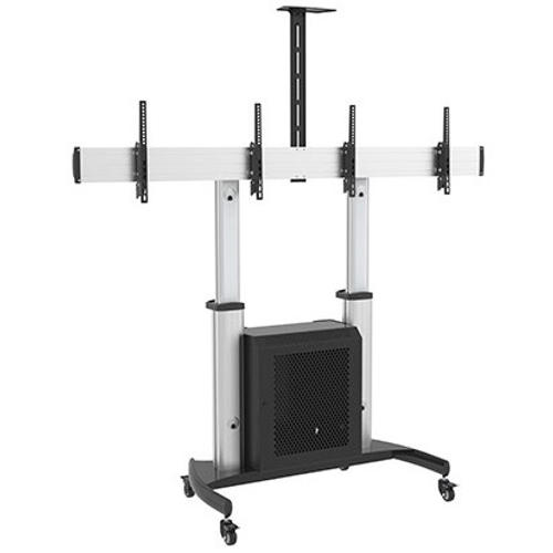 ErgoFount BSM-100-60/2CTV Мобильная стойка с регулировкой высоты для двух дисплеев диагональю 37–60'', макс. нагрузка 2x50 кг, серебристая с черным