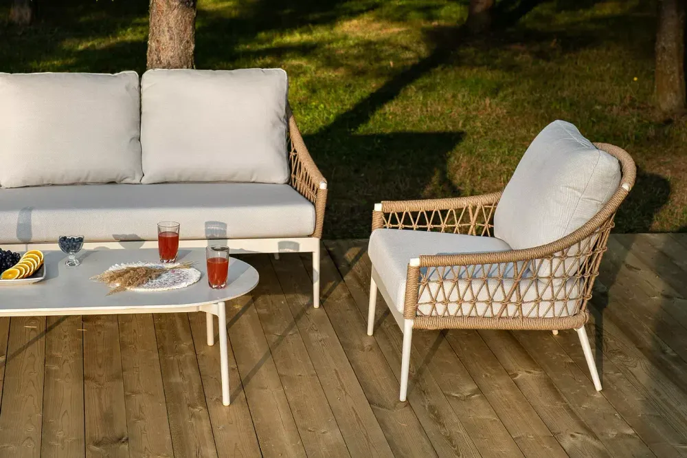 "Венеция" лаунж-зона из искусственного ротанга, цвет соломенный