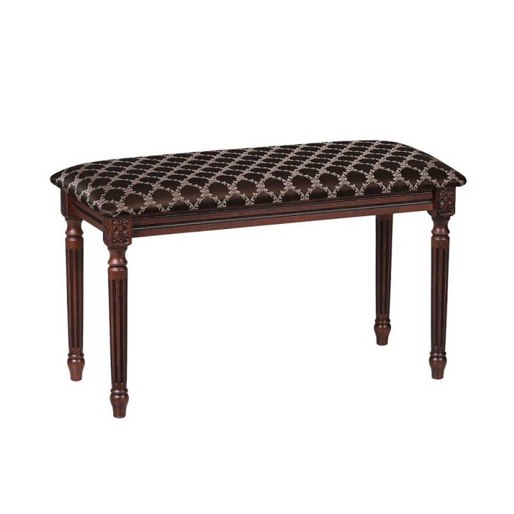 Банкетка "Римская" 350х800 дуб коричневый/черная патина/жаккард вензель коричневый РМ80/РКЧ80ЛК