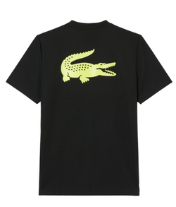 Теннисная футболка Lacoste Ultra Dry Printed Tennis - black/flashy yellow