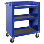 Тележка инструментальная открытая, 3 полки и ящик, синяя МАСТАК 520-01580B