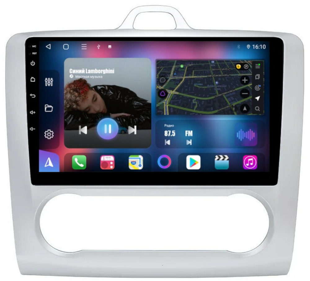 Магнитола для Ford Focus 2 2004-2011 (климат) - FarCar 003M монитор 9" QLED на Android 13, 8 ядер (TS18), CarPlay, 4G SIM-слот