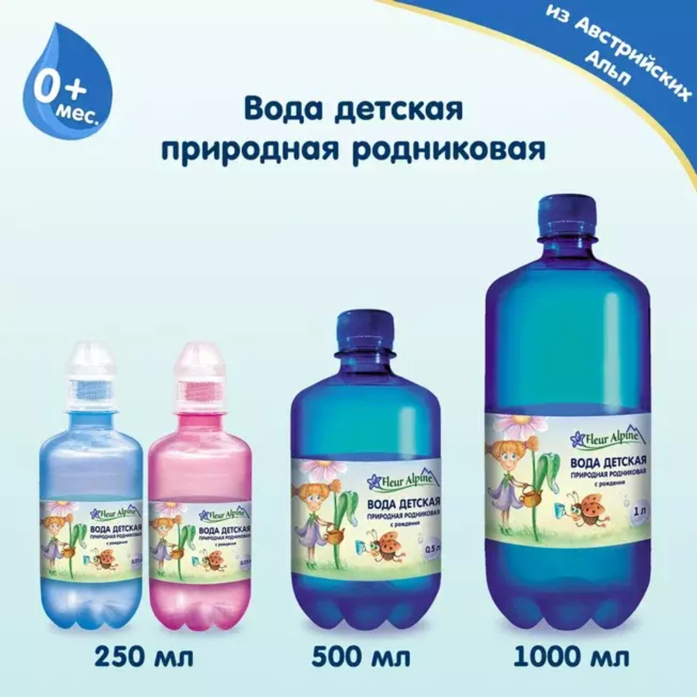 Вода детская природная родниковая, негазированная Fleur Alpine, с рождения, 1 л