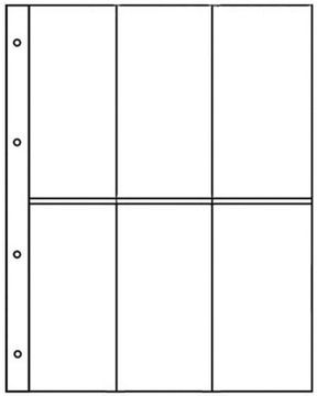 Лист для 6 монет в блистерах, медалей или наград (формат Optima) (200х250 мм)