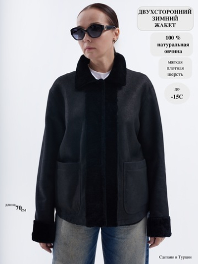 Дубленка женская двухсторонняя на кнопках из натуральной овчины