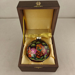 Шар новогодний с круговой росписью "Жар-птица" в футляре