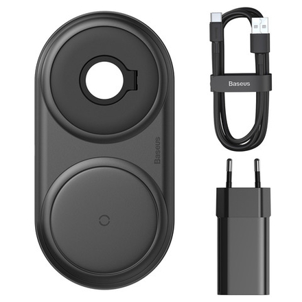 Беспроводная зарядка Baseus Planet 2in1 Cable Winder + Wireless Charger Qi 10W (with 12V/2A Quick Charger)