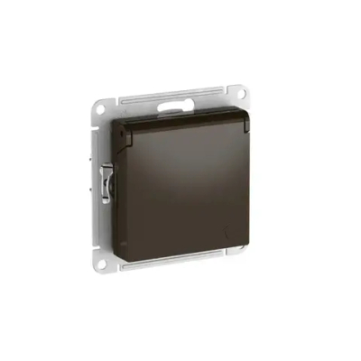 ATLASDESIGN РОЗЕТКА с заземлением со шторками с крышкой,16А,IP20, мех.,быстрозажим. клем., МОККО
