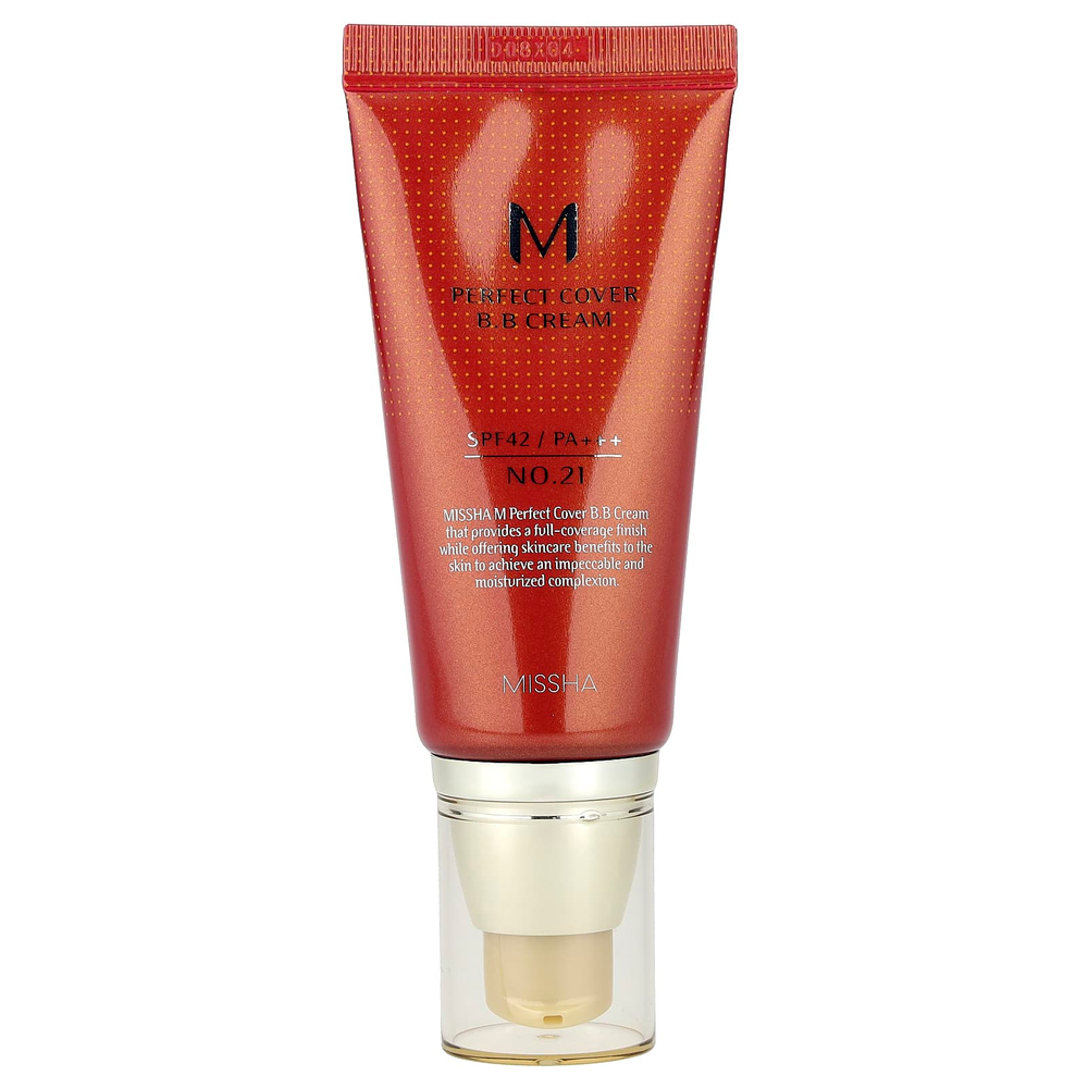Missha, M Perfect Cover, BB-крем, SPF 42 PA+++, оттенок 21 светло-бежевый, 50 мл (1,7 унции)