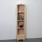 Стеллаж 3 полки Бритта из массива сосны с ящиком, 40х32х182 см, в натуральной отделке