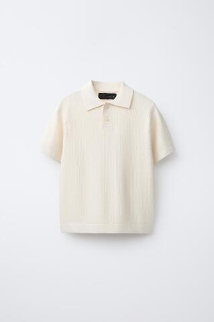 ZARA БАЗОВОЕ ПОЛО В РУБЧИК, ЭКРЮ