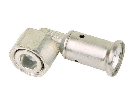 Угловое плоское соединение с накидной гайкой 90°, HENCO(ХЕНКО) латунь пресс (CW724), 20x1/2"