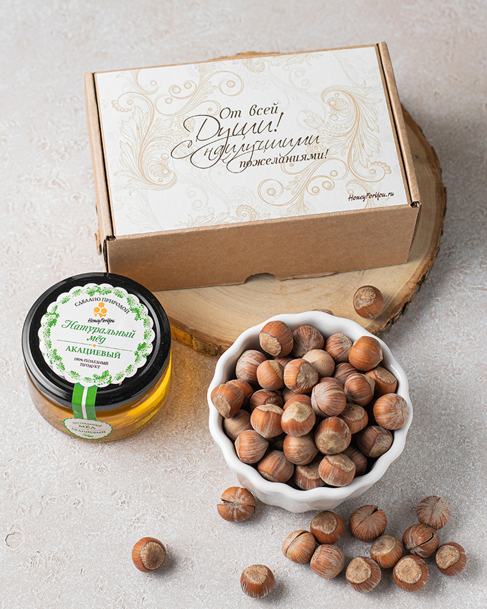 Медовый подарочный набор HoneyForYou "Акация с фундуком"