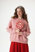 Пуловер "Бенгальские огни" из кашемира с мериносом розового цвета и золотыми пайетками ПРЕДЗАКАЗ