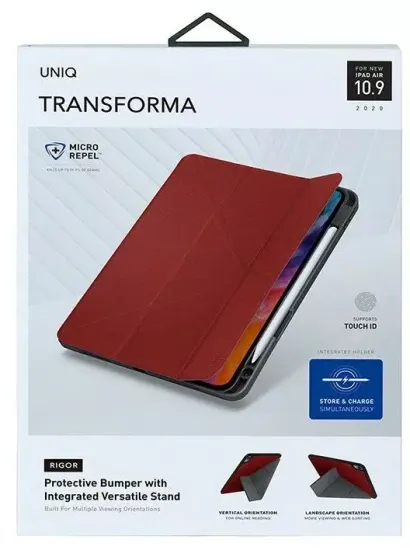 Чехол Uniq для iPad Air 10.9 (2020) Transforma Rigor Anti-microbial с отсеком для стилуса (Красный)