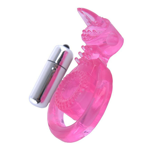 Розовая вибронасадка на пенис 2см и 3,5см со стимулятором клитора Язычок ToyFa Basic 888014