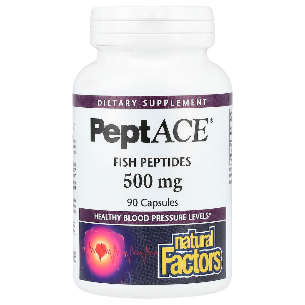 Natural Factors, PeptACE, рыбные пептиды, 500 мг, 90 капсул