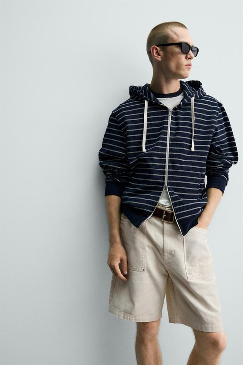 ZARA ШОРТЫ STRAIGHT FIT С КАРМАНАМИ, БЕЛЫЙ