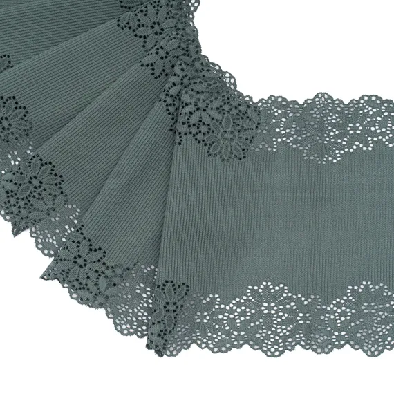 Кружево эластичное изумруд бледный 22 см, Китай