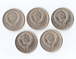 Комплект 50 копеек, 5 штук 1979,80,81,86,87г. Штемпельный блеск, UNC