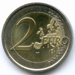 2 евро 2011 год. Сан-Марино. Регулярный выпуск. Тип 2. Биметалл UNC
