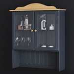 Шкаф витрина Лена двухдверный 90х39х192 см из массива сосны / буфет для кухни, серый