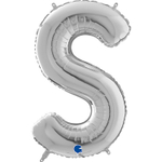 Шар фольгированный Буква S 66 см (Серебряный)