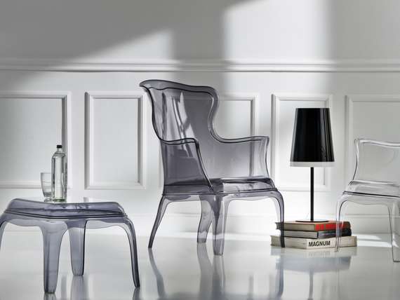 Столик-пуф Pasha, прозрачный серый