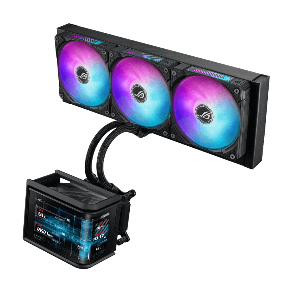 Водяное охлаждение CPU Asus ROG RYUO IV SLC 360 ARGB, 3x120mm, AMOLED-display, Black