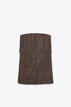 ZARA ПЛАТЬЕ БЕЗ БРЕТЕЛЕЙ С БАХРОМОЙ, ТЕЛЕСНО-РОЗОВЫЙ